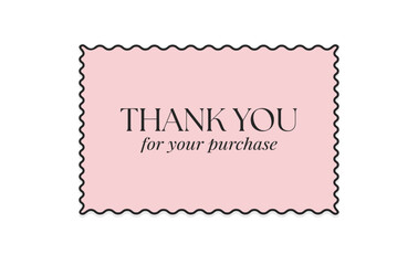 Minimalist Thank You For Your Purchase Card in Pink. Elegant Customer Note. Fashion Thank You Card.