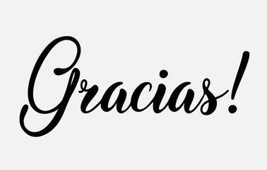 Handwritten Gracias Card isolated on white background. Hand drawn lettering style calligraphy. Elegant Spanish Thank You Card.