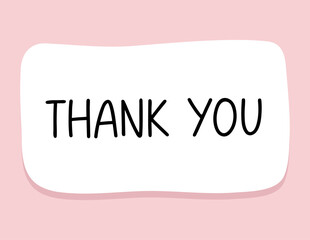 Handwritten Thank You in rectangle Bubble with pink background. Perfect for cards, stickers, or digital decor. 