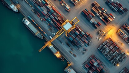 Aerial view factory building container and facility