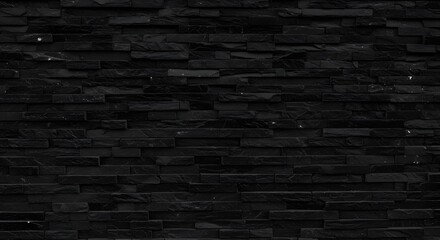 Dark Slate Brick Wall Texture: Black Stone Background