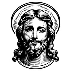 Jesus Christ face, vector illustration.