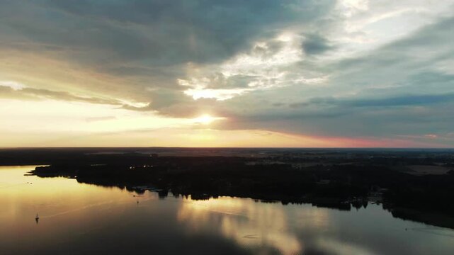 zach&oacute;d słońca jezioro natura polska woda