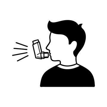 black and white person using inhaler clip art preview