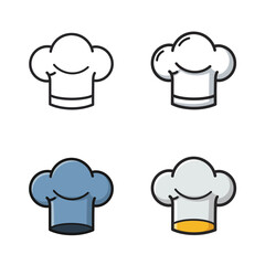 Chef Hat Vector Illustration Set in Different Styles and Colors