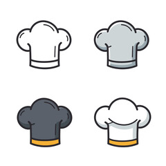 Chef Hat Vector Illustration Set in Different Styles and Colors