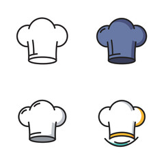 Chef Hat Vector Illustration Set in Different Styles and Colors