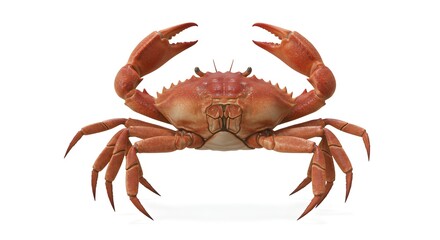 A Detailed Render of a Red Crab, Isolated on White Background