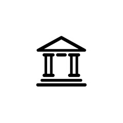 Bank or government building icon with three columns and triangular roof