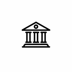 Bank or government building icon with three columns and triangular roof