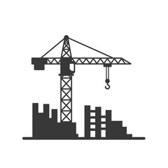 Illustration of a construction crane lifting materials at a building site