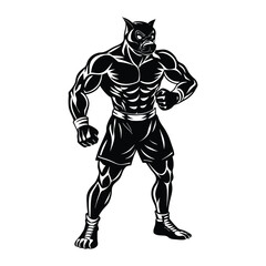 Vector a boxer stand with pose vector silhouette on white background