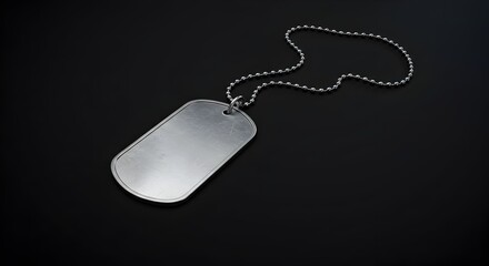 Military Dog Tag on Black Background