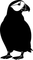 Puffin bird black silhouette vector image