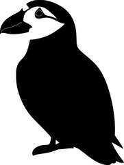 Puffin bird black silhouette vector image