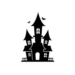 Spooky Haunted House Silhouette for Halloween Decoration and Party Invitation