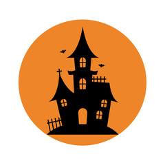 Spooky Haunted House Silhouette for Halloween Decoration and Party Invitation