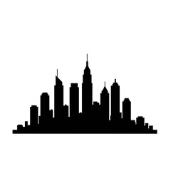 Fototapeta premium Black and White Cityscape Silhouette with Skyscrapers and Buildings on White Background