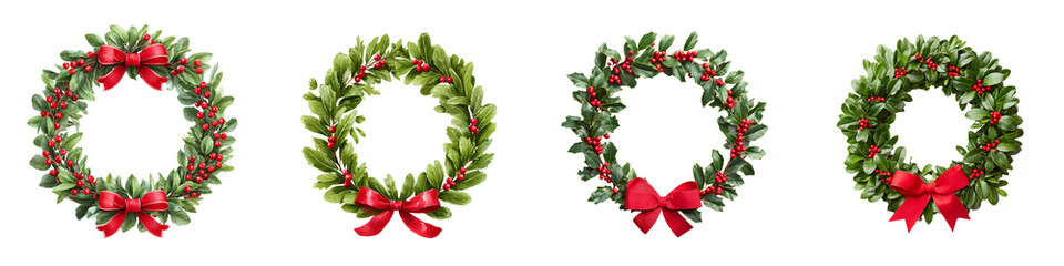 Christmas Holly Wreath Set: Festive Decoration Illustrations