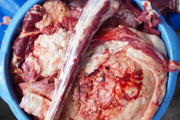 raw lamb in the basket