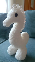 White stuffed seahorse toy