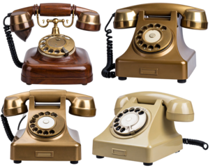 Vintage Rotary Phones Set on Isolated Background
