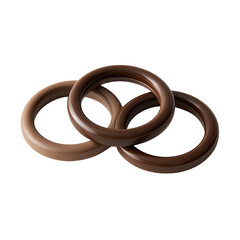 Three overlapping rings, a rich, dark brown with a lighter inner band