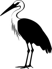 Stork bird black silhouette vector image