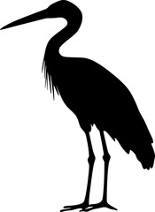 Stork bird black silhouette vector image
