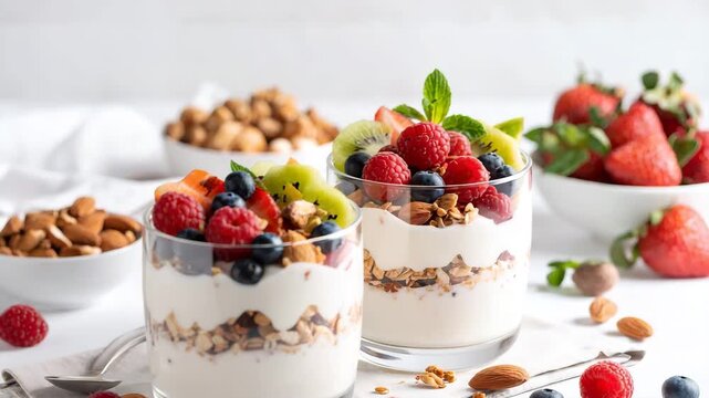 Dessert parfaits closeup