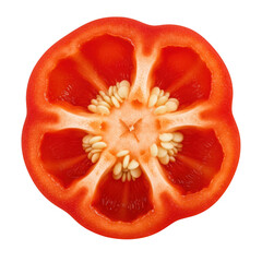 Cross section of a red bell pepper isolated on transparent background