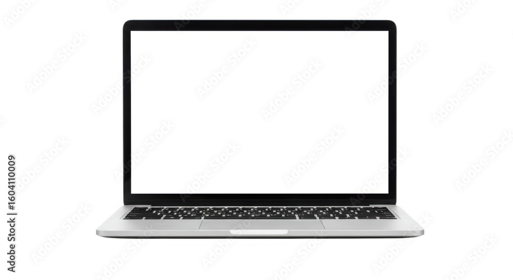 Fototapete modern laptop computer with blank screen isolated on transparent background