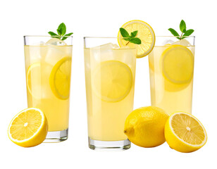 Refreshing Glass of Lemonade Isolated on White Background