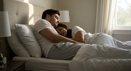 Obraz premium Couple sleeping in a bed