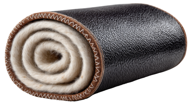 Rolled Up Material: A close-up shot displays a meticulously rolled-up material, revealing its textured interior and outer layers, showcasing craftsmanship.