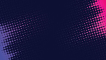 Halftone vector with pink and purple dots fading into a dark background. Smooth gradient transition and retro dotted texture.