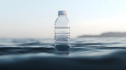 Plastic Water Bottle Floating in Ocean Water Pollution Environmental Problem