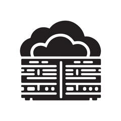 cloud server rack vector silhouette clip art logo design illustration