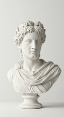 Classical marble bust of a young man with curly hair