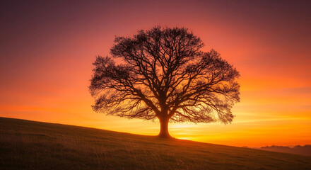 Obraz premium Vibrant Sunset Silhouette