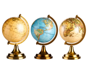 Classic Globe Set on Isolated Background for Education
