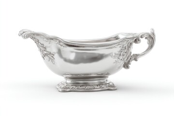 Ornate silver gravy boat