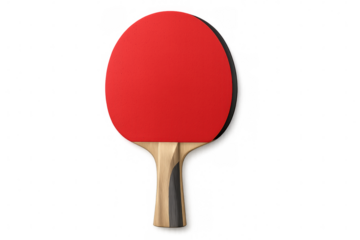 Ping pong paddle closeup, transparent backdrop highlighting sporting equipment details