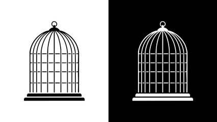 Birdcage Silhouette on Contrasting Backgrounds.