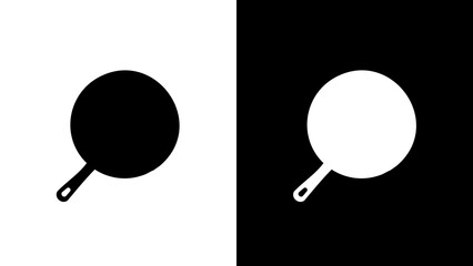 Frying Pan Icon Black and White Design.