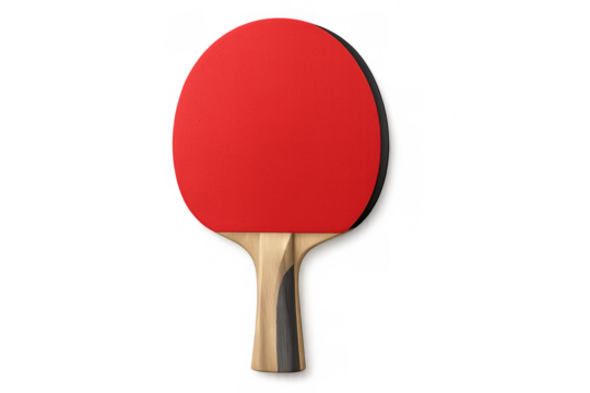 Ping pong paddle closeup, transparent backdrop highlighting sporting equipment details