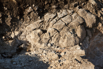 Rocky terrain with uneven surfaces and various textures