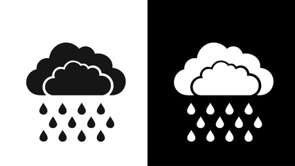 Simple Black and White Rain Icon.