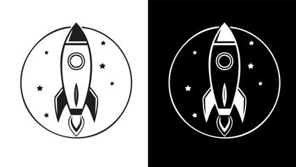 Rocket Launch Space Exploration Icon Design.