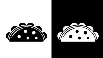 Taco Icon in Black and White.